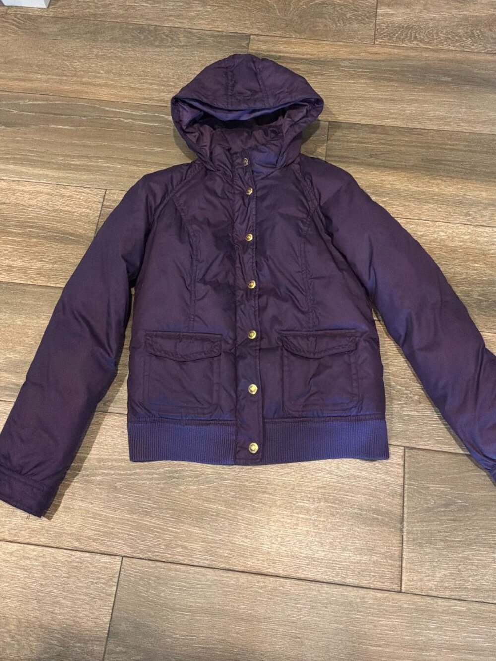 Vintage Juicy Couture Puffer Bomber jacket, hood, dark purple size medium EUC